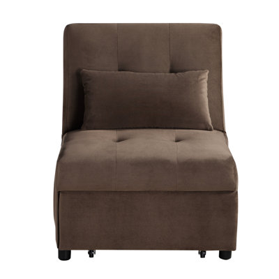 Convertible Bench With Gray Velvet Upholstery And Solid Wood Base, Pull-Out Bed Interior Storage Space Lumbar Pillow Included