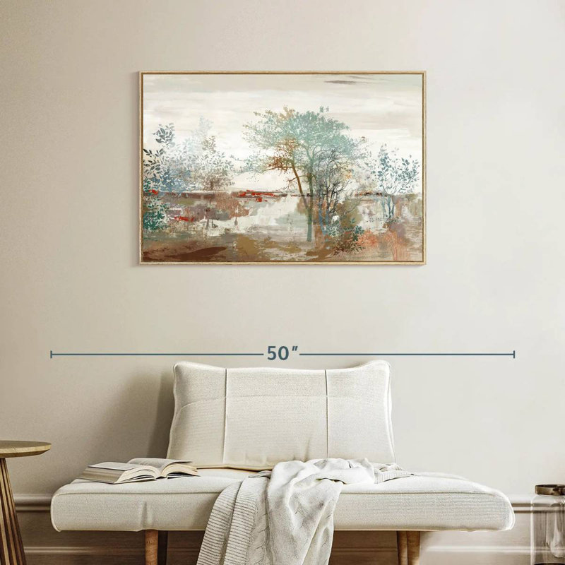 Automne silencieux, Cadre flottant en bois naturel, 37 po x 25 po