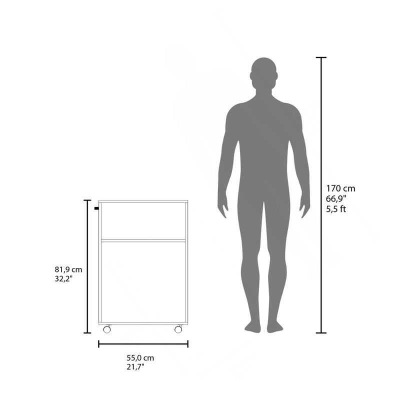 Chariot de rangement H 32,2 po, 2 tablettes, 4 roues, blanc - Salle de bain