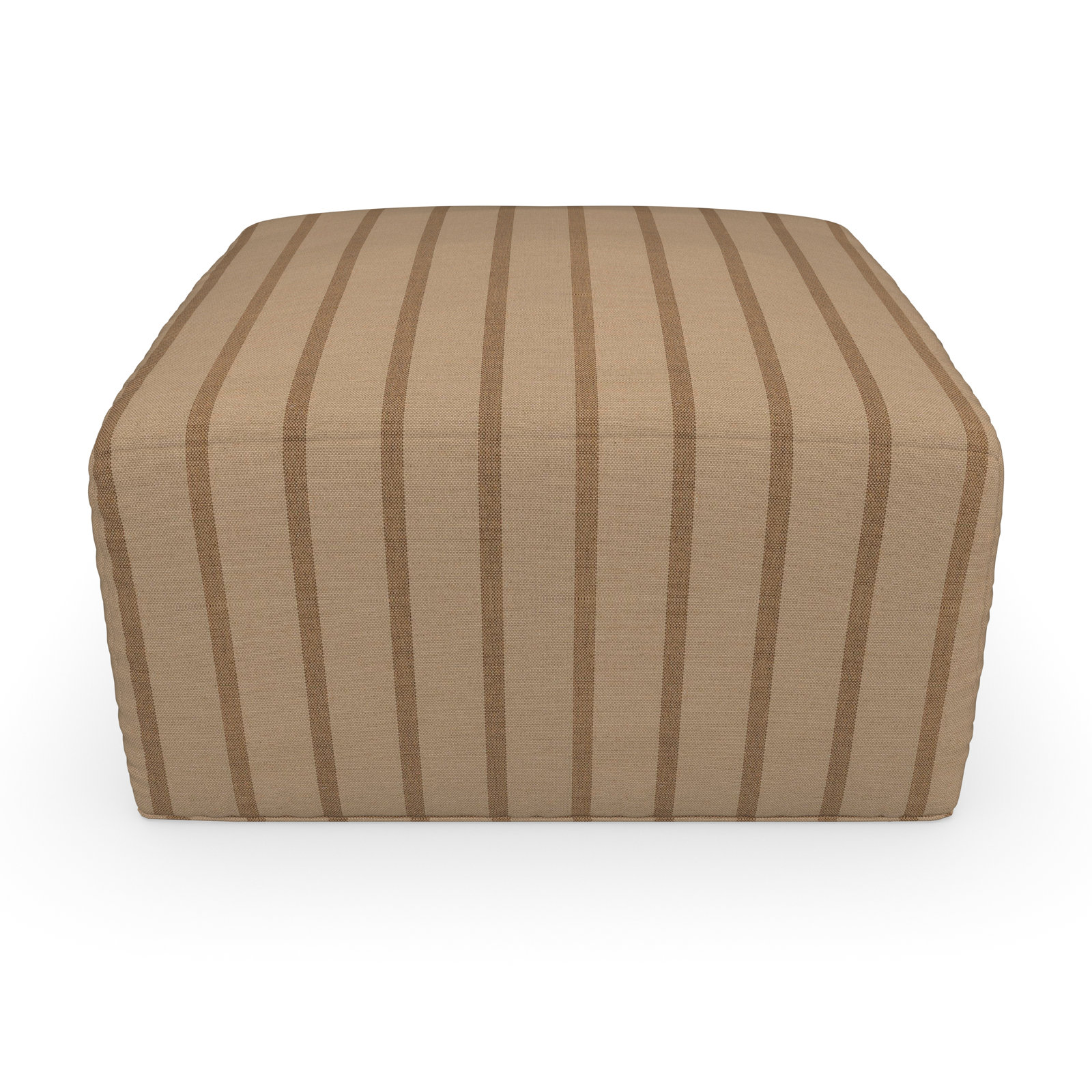 Praia Sunbrella® Outdoor Ottoman, 16" H x 29" W x 29" D, Unwind Driftwood Striped Sunbrella®
