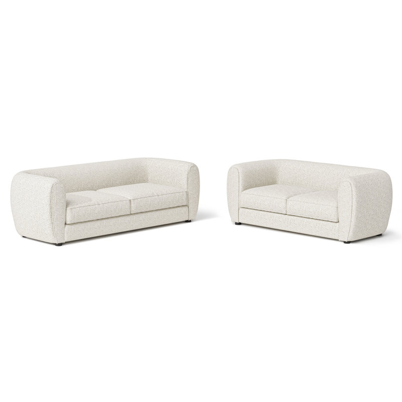Ensemble de salon Celal, Blanc, 2 pièces: causeuse, canapé