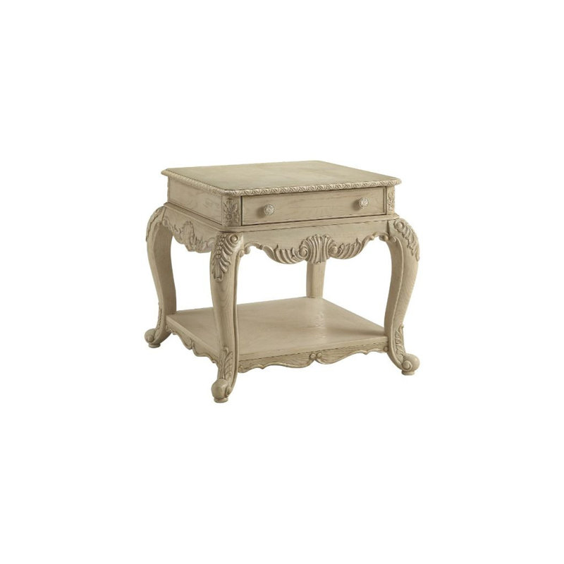 Table de bout à 1 tiroir, Blanc antique