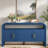 4-door Elegant Console Table With Natural Embossed Texture, Curved Edge And Metal Handles-1867305831