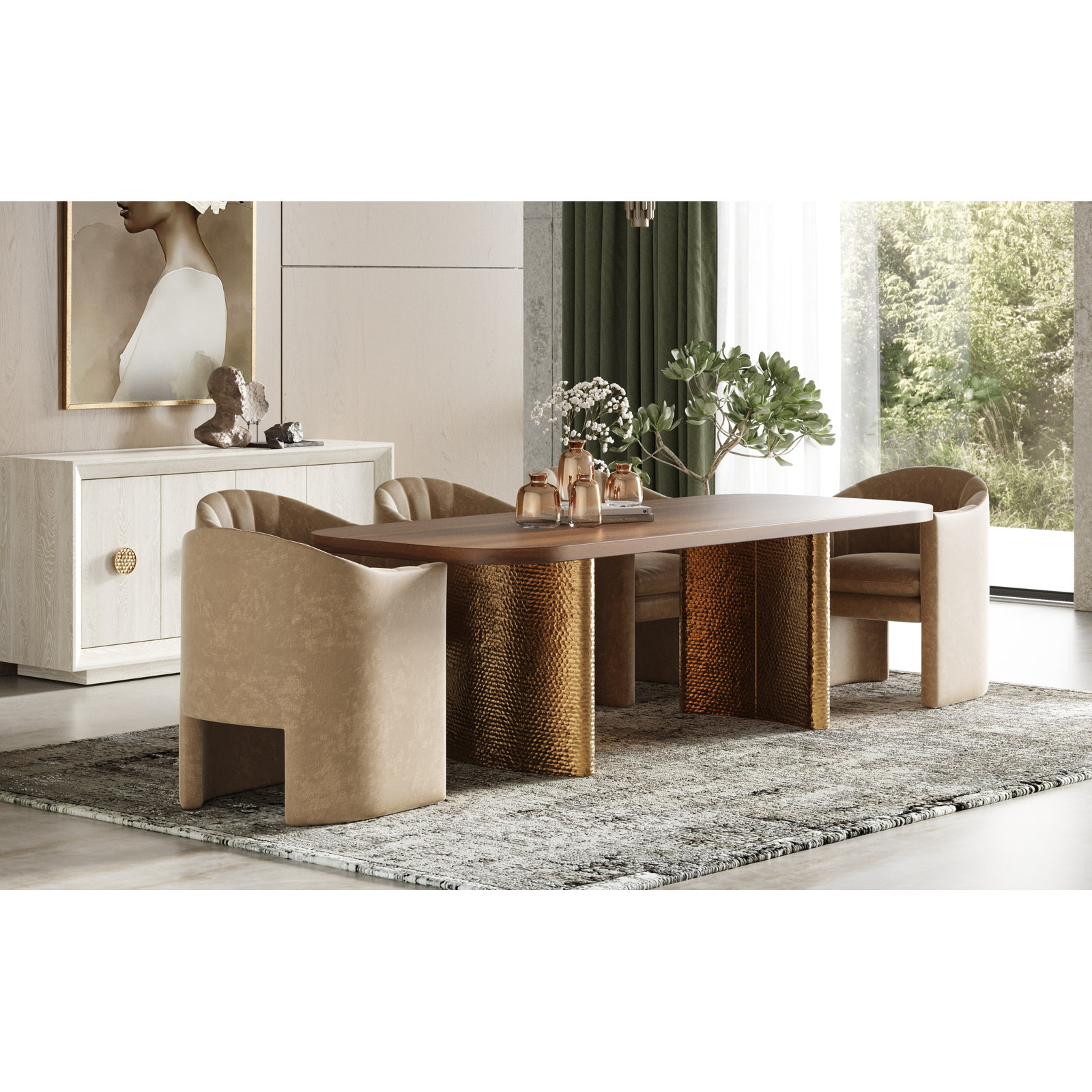 Kidman Velvet Upholstered Arm Chair, Beige Velvet