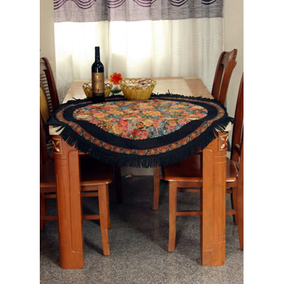 Tache Country Rustic Floral Black Midnight Awakening Tablecloth