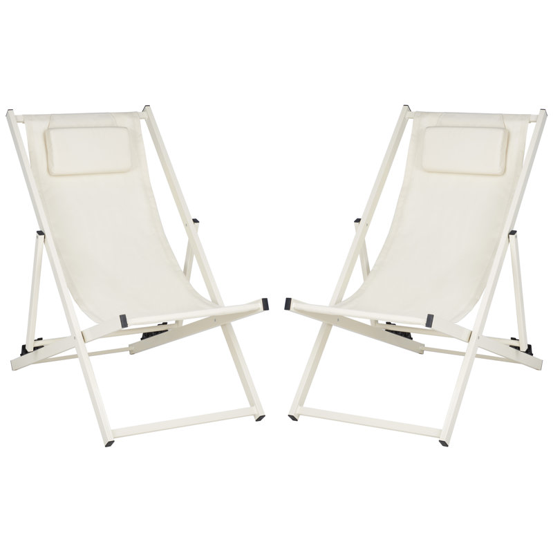 Hensel Folding Deck Chair, Silver/Beige