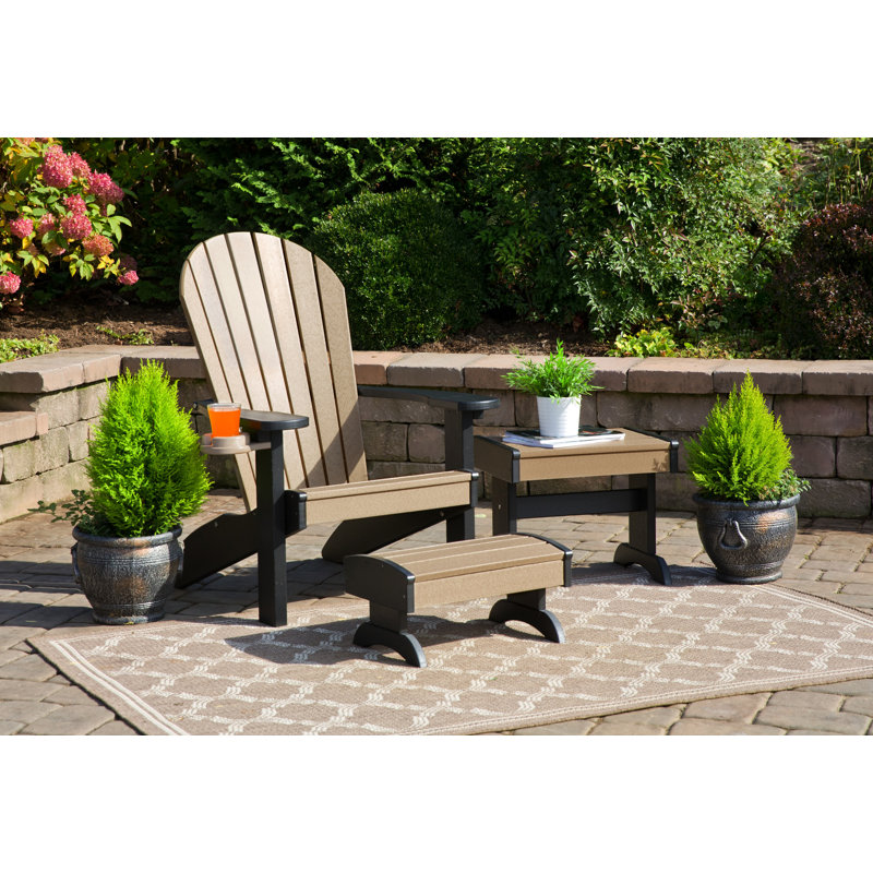 Aatikah Outdoor Adirondack Chair, Weathered Wood/Black