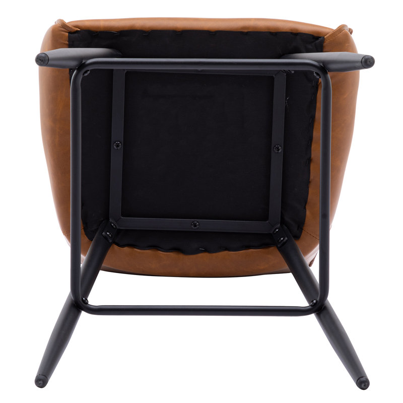 Honorata Brown Leather Upholstered Bar Stools with Metal Frame (Set of 2)