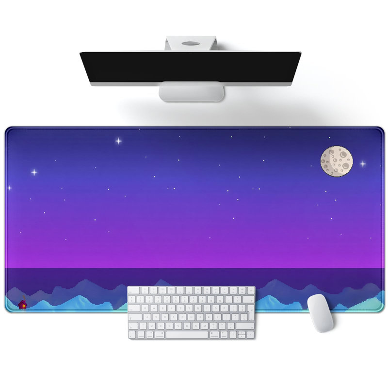Tapis de souris de jeu violet grand format, style kawaii, mignon et extensible, idéal pour ordinateur portable ou de bureau. Dimensions : 30 x 70 cm. Tasse blanche offerte.