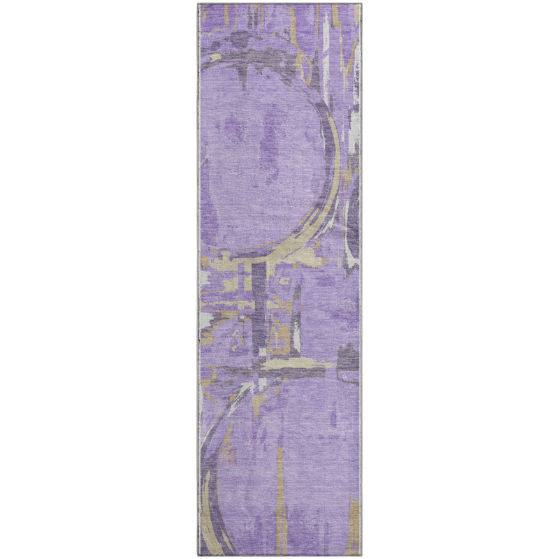 Tapis lavande Prisco lavable à la machine de qualité supérieure, Tapis de couloir 2 pi 3 po x 7 pi 6 po