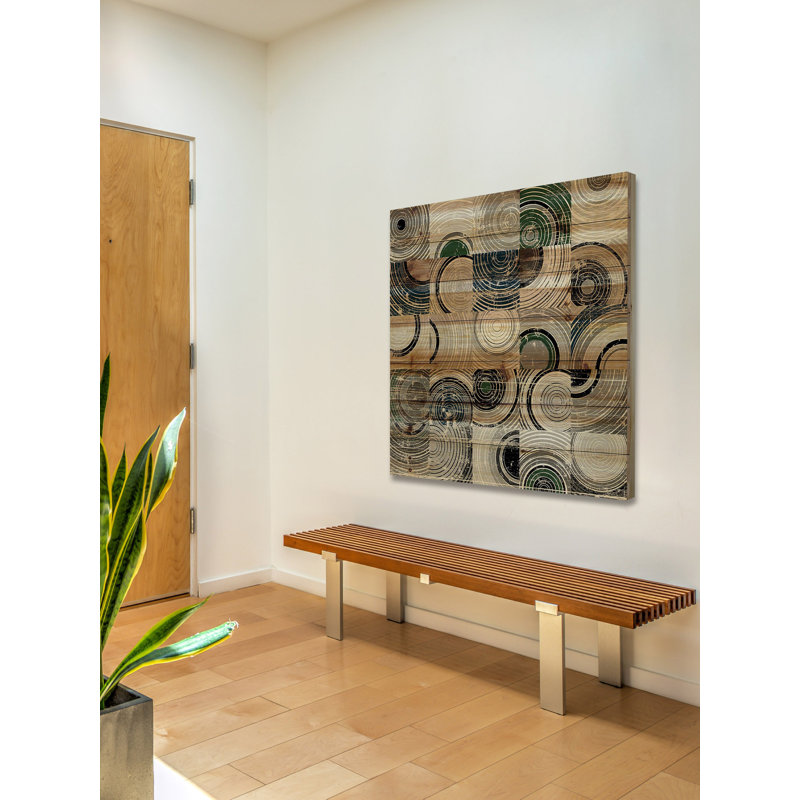 « tourbillons rings », reproduction sur bois, H 32 po x l 32 po