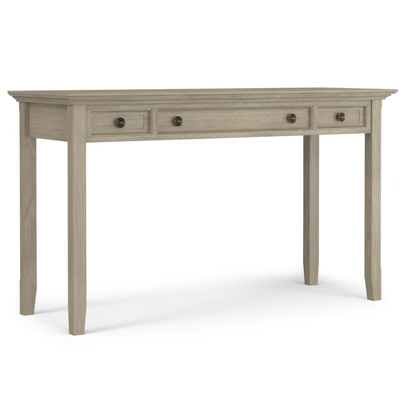 Amherst 54"W Solid Wood Transitional Writing Desk with 2 Drawers and Flip-Down Keyboard Tray, Distressed Grey