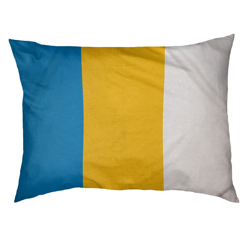 Coussin Cleveland, Grand (l 50 po x P 40 po x H 7 po), Bleu / Jaune / Blanc
