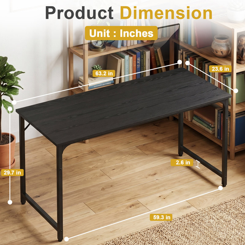 Computer Desk Simple Style Office Computer Desk 63 Inch Home Office Desk Gaming Writing Study Work Table For Small Spaces Home Office