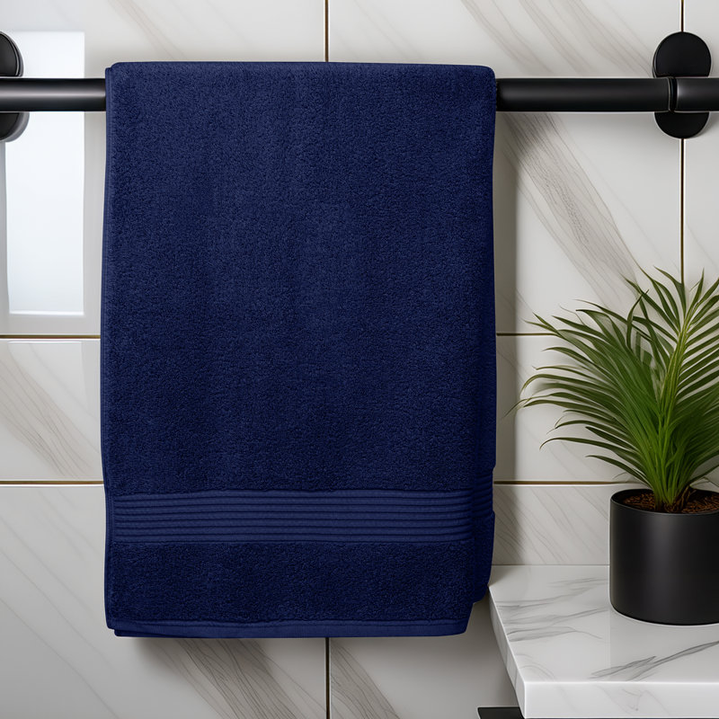 100% Cotton Midweight Bath Sheet, Bath Sheet - 2 Packs, Navy