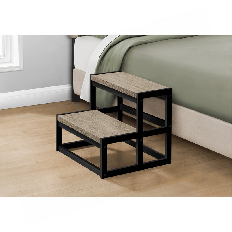 Échelle, escabeau, chambre à coucher, cuisine, métal noir, stratifié taupe foncé, contemporain