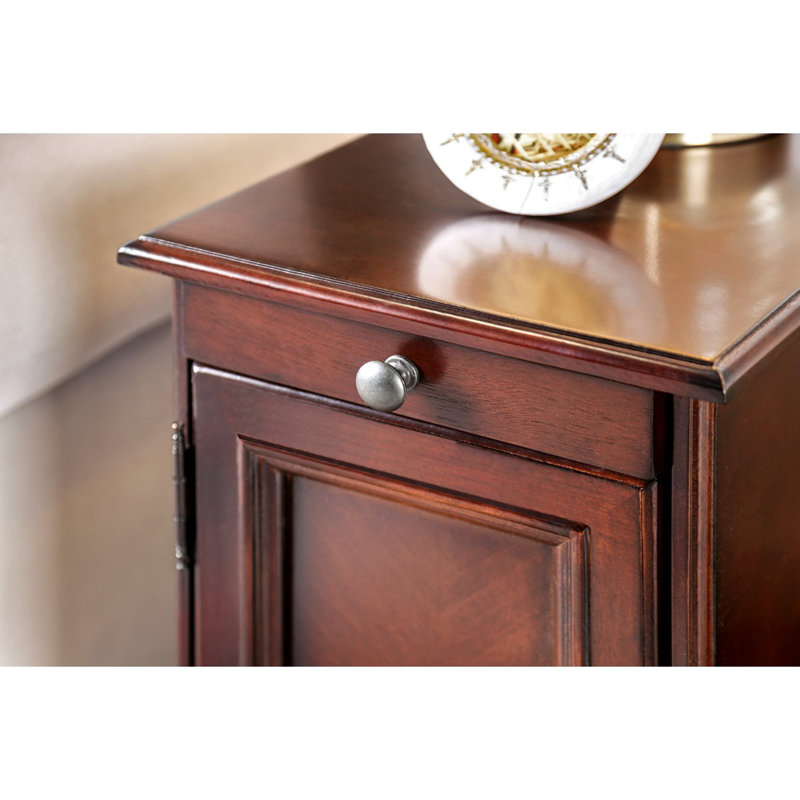 Table d'appoint transitionnelle avec porte-gobelet coulissant et prise USB intégrée pour le salon