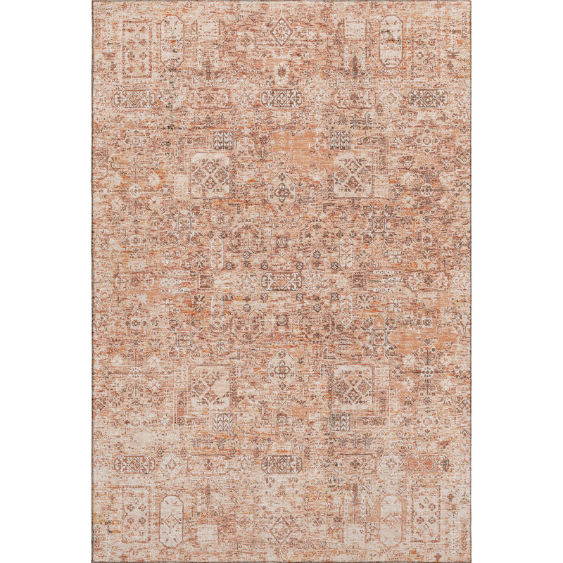 Tapis saumon de qualité supérieure lavable à la machine Cerrito AMF611, Rectangulaire 8 pi x 10 pi