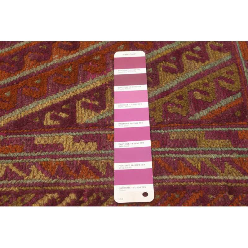 Tapis mauve en laine noué à la main de conception unique 5 pi 2 po x 6 pi 1 po Jisiah