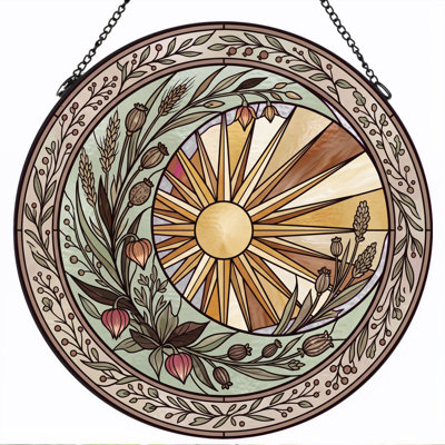 Panneau de vitrail Sunburst Wreath, 7,8 heures