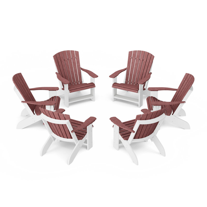 Heritage Adirondack Chairs Set Of 6, Cherrywood/White