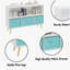 Bibliothèque avec tiroirs en tissu pliants, présentoir pour bibliothèque, organisateur d'armoire de rangement pour jouets, blanc / bleu