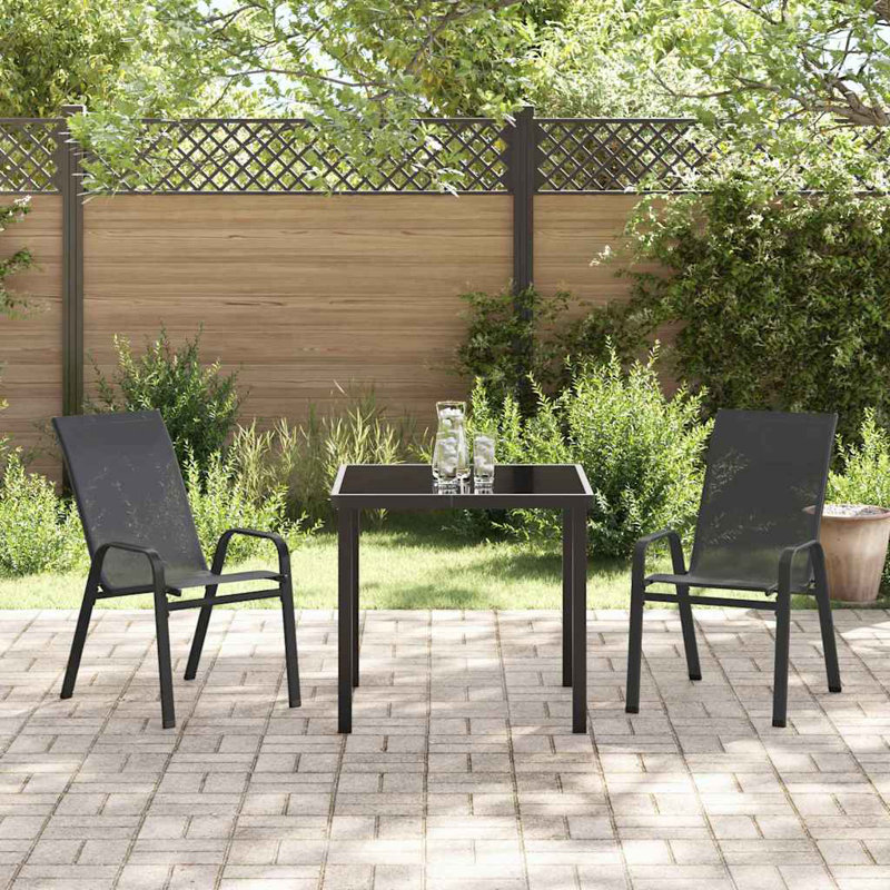  Garden Dining Set Powder-Coated Steel Outdoor Furniture Ensemble Patio