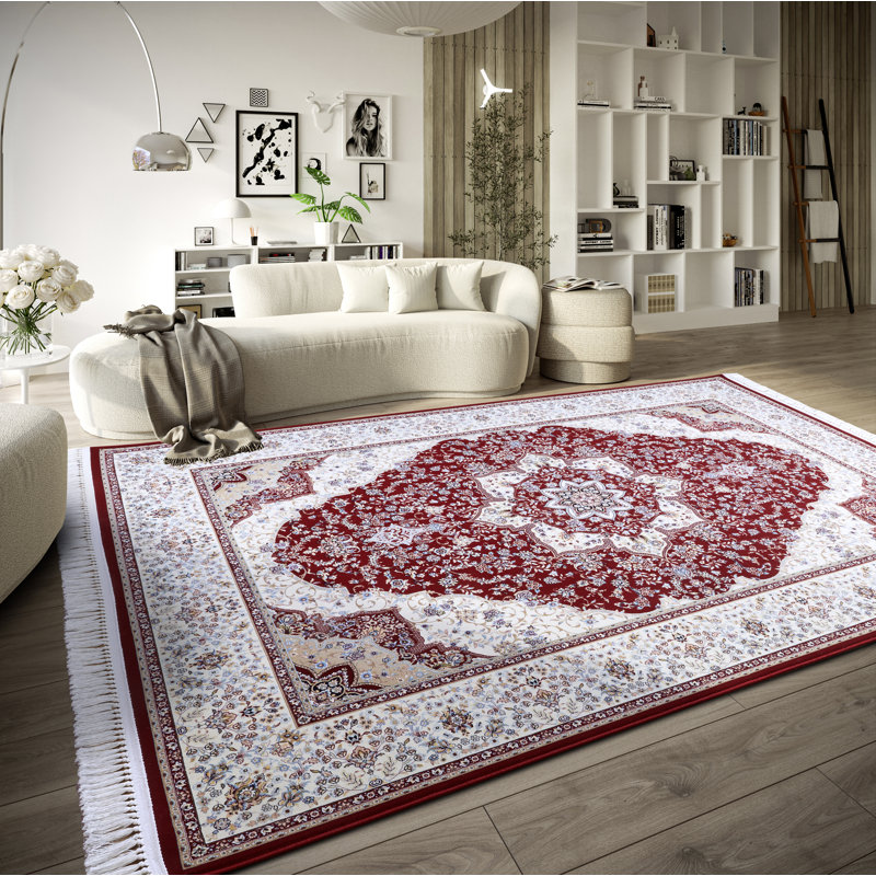 Kollektion 1870 Machine Woven Cream/Red Indoor Rug, Rectangle 190 x 285cm