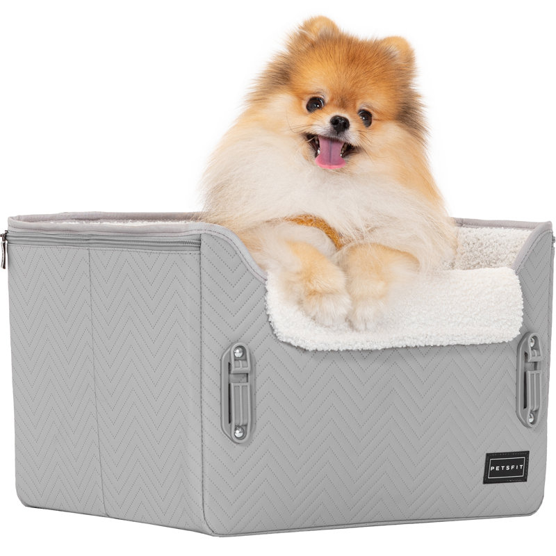 Siège d'auto pour animal 16 po Tucker Murphy Pet ™, sièges d'auto pour chien pour petits chiens avec laisse à pince, boucles brevetées, jusqu'à 25 lb, gris clair