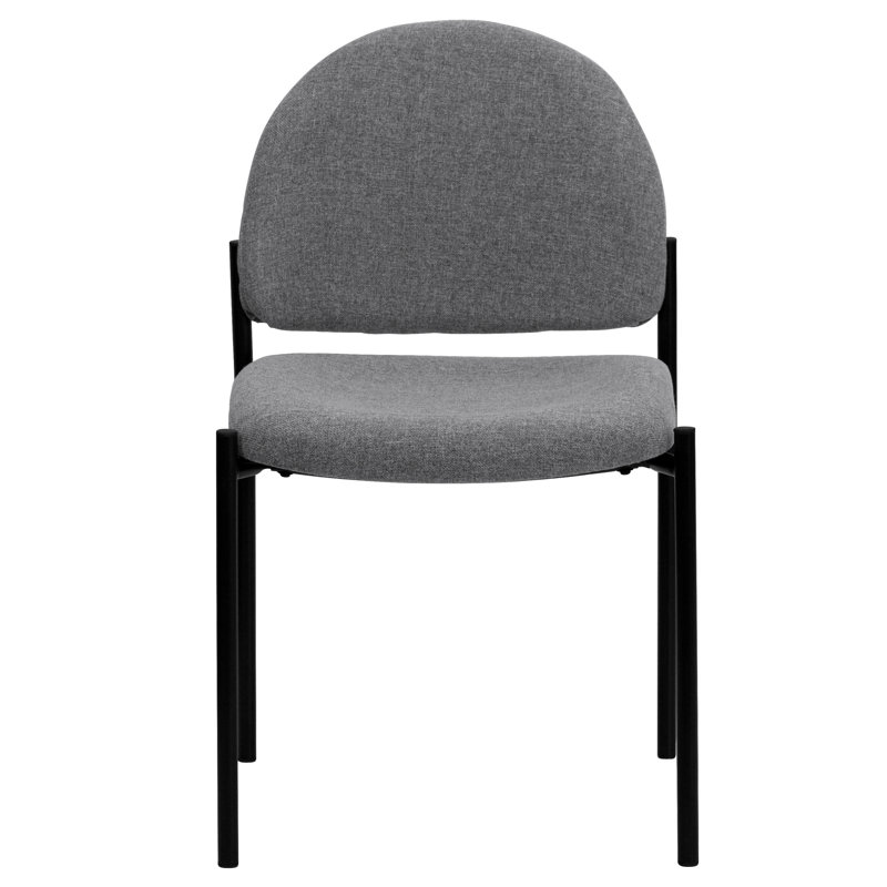Comfort Stackable Steel Side Reception Chair, Without Arms, Grey Fabric