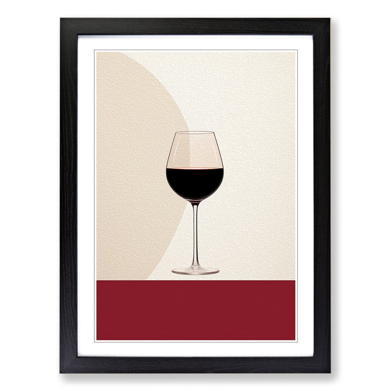 Wine Minimalism Art - Framed Print, 34cm H x 25cm W x 2cm D, Black