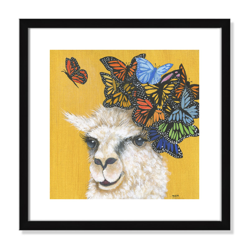 Art sur toile llama, H 17 po x l 17 po x P 1,18 po, Cadre noir