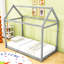 Twin Size Wooden House Bed with Roof-1284652035