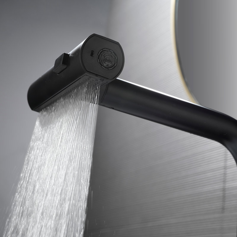 Robinet de lavabo de salle de bain monotrou à fixation sur le comptoir, Noir mat