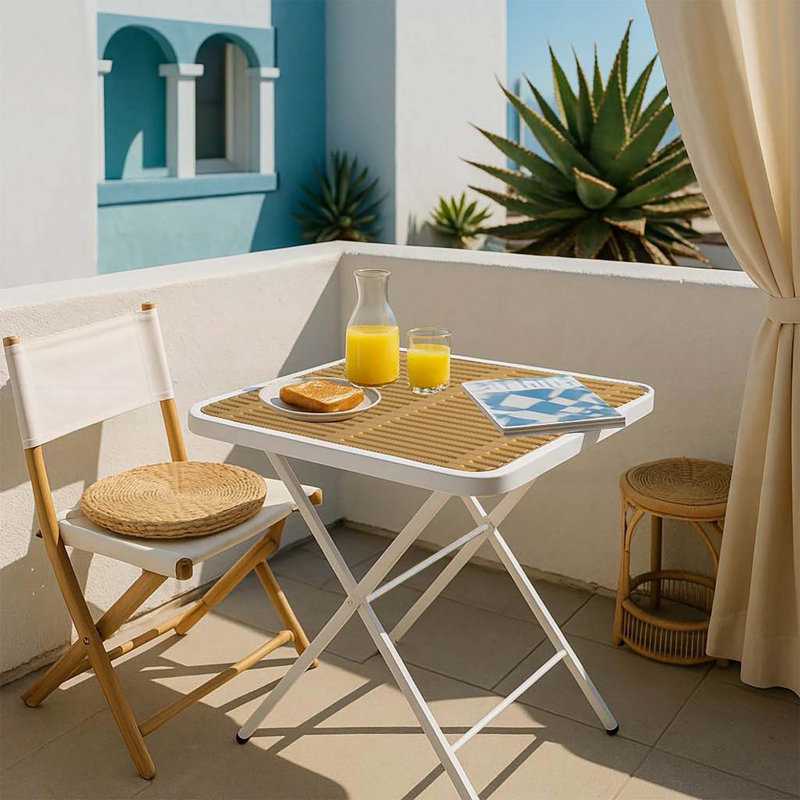 Table carrée pliante Summer Modern - Polypropylène avec pieds en métal multifonctionnels pour l'intérieur et l'extérieur