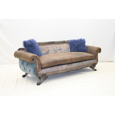 Duncan 98"" Rolled Arm Sofa -  Old Hickory Tannery, 7403-03T-HHBWWH-PEWTR-1009-08