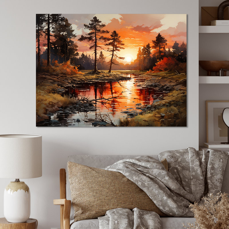 «River Bien Forest Sunrise I», reproduction sur toile, Toile tendue, H 30 po x l 40 po x P 1,5 po