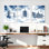 «Blue and White World Repères», reproduction d'art sur toile tendue sur toile, ensemble de 3, pour salon, chambre à coucher, décoration intérieure