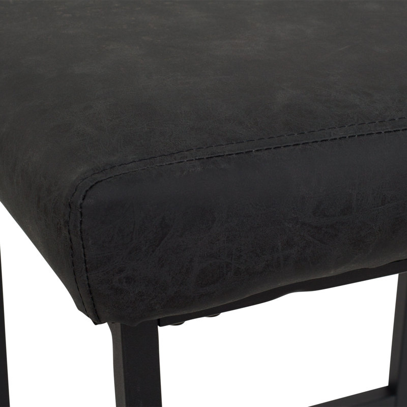 Upholstered Counter Stool with Metal Frame, Black