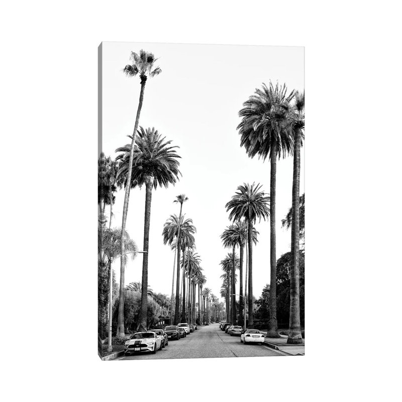 «Black California Series - Los Angeles Palm Alley» par Philippe Hugonnard - reproduction de photo sur toile tendue