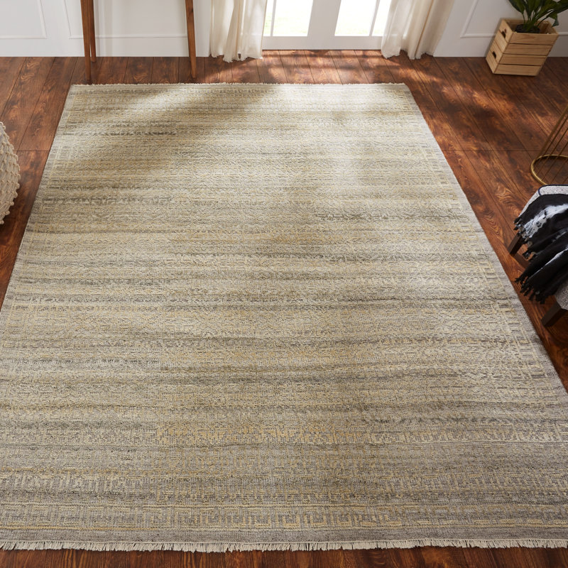 Avannah Wool Area Rug in Beige, Rectangle 6' x 9'