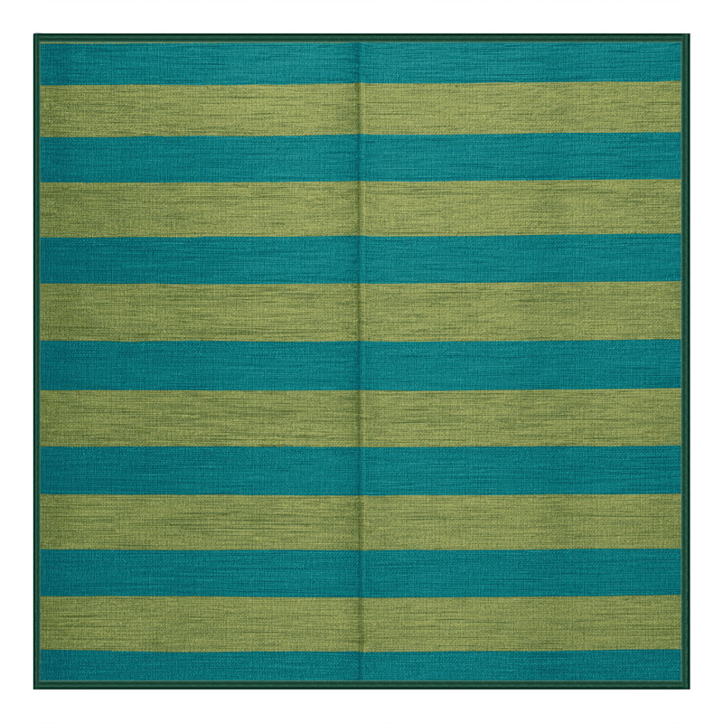 Tapis vert à rayures horizontales lavable à la machine, Carré 5 pi