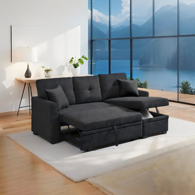 Modern Reversible Sleeper Sectional Sofa With Right Storage Chaise
