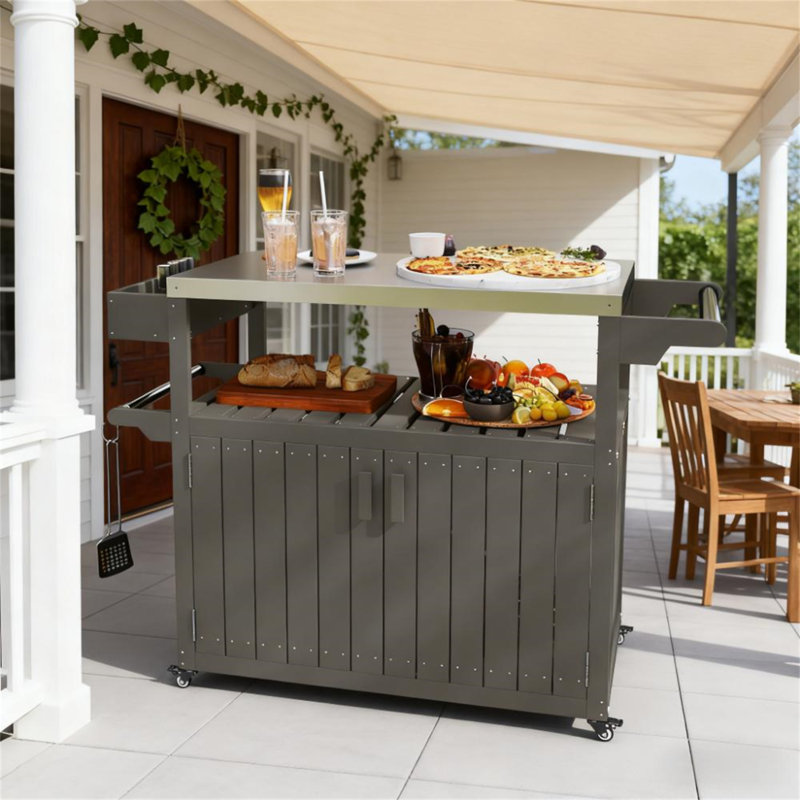 Convenient Outdoor Table Top, Dark Gray,Silver