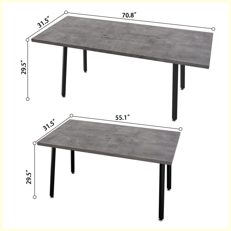 Table de salle à manger extensible de cuisine moderne avec pieds en métal noir