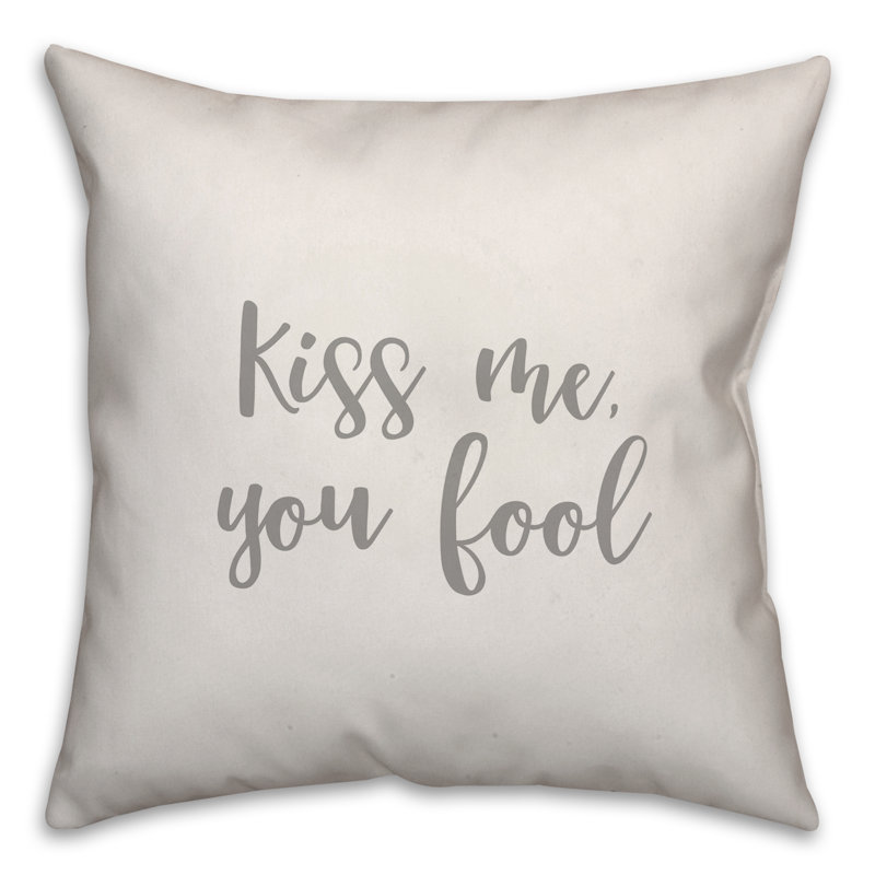  Coussin Kiss Me You Fool, Blanc, Housse de coussin