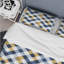 Ensemble de housse de couette moderne à imprimé vichy bleu et jaune III-109155488