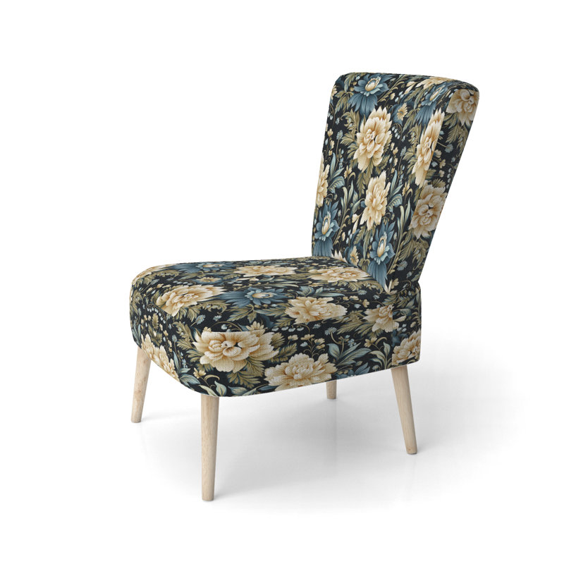 Tribal Green Damask Accents - Upholstered Traditional Side Chair, Green Accent Chair