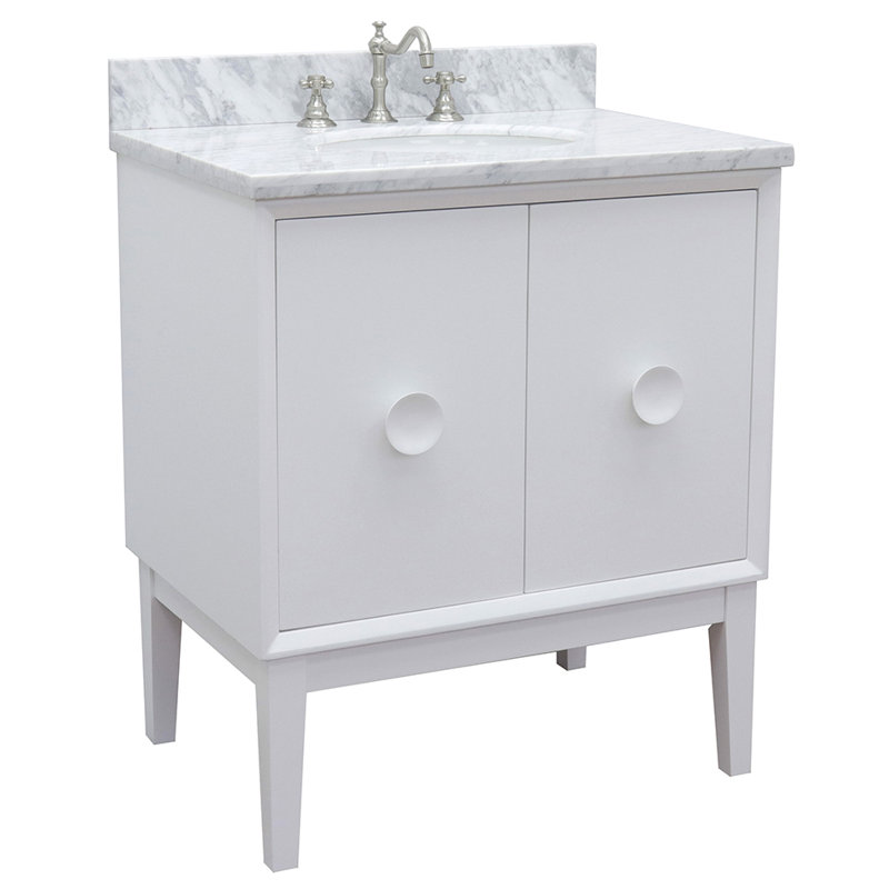 Crumley 31'' Single Bathroom Vanity with Top, White/White Carrara