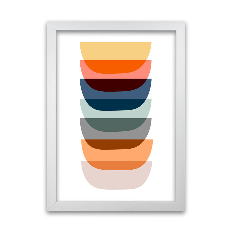 Abstract Mid Century Art Original - Print, White Frame, 59cm H x 42cm W x 3cm D